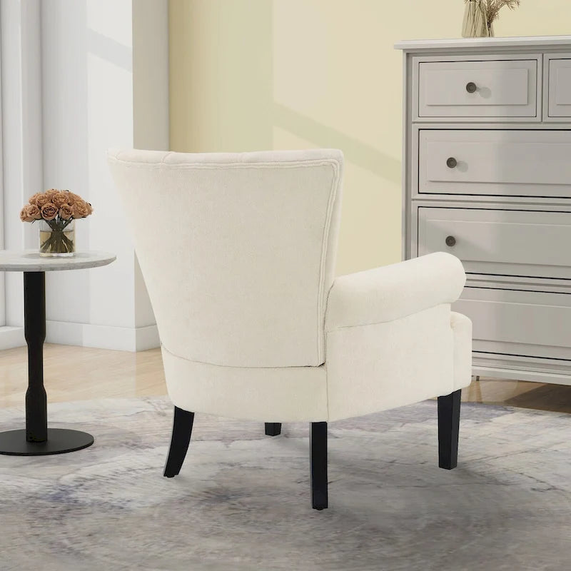 Fauteuils d'appoint rembourrés, fauteuil club avec pieds en bois