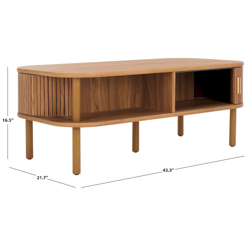 Table basse à portes coulissantes