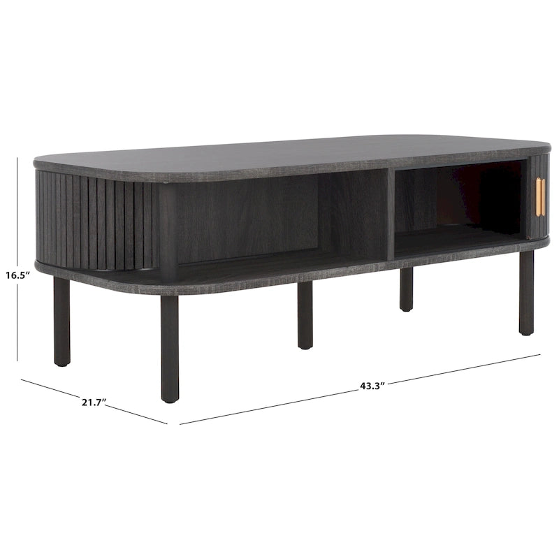 Table basse à portes coulissantes