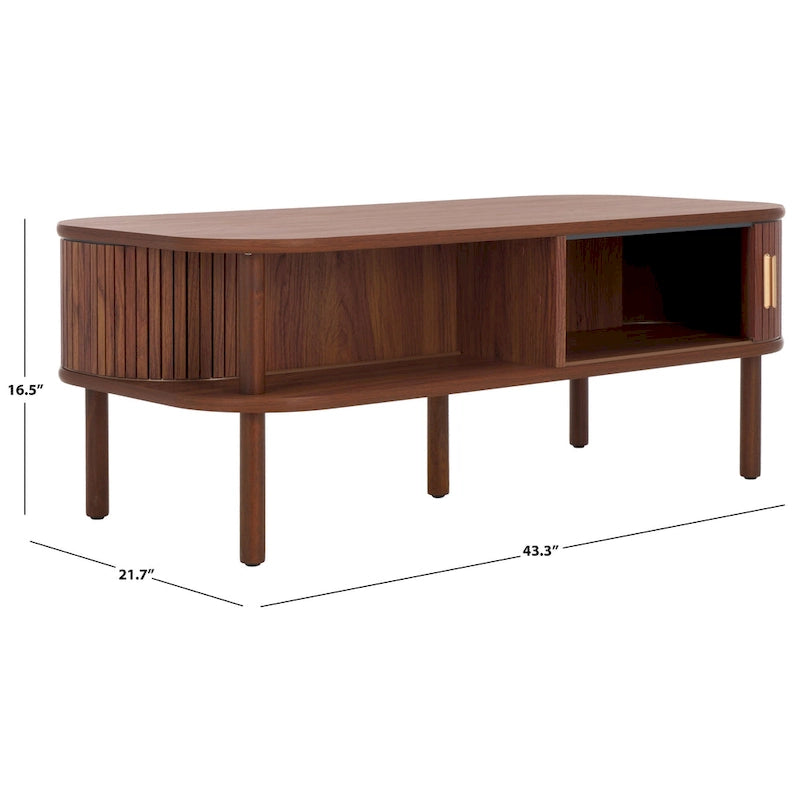 Table basse à portes coulissantes