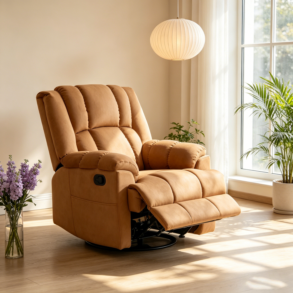 Fauteuil inclinable pivotant et berçant surdimensionné, Repose-pieds