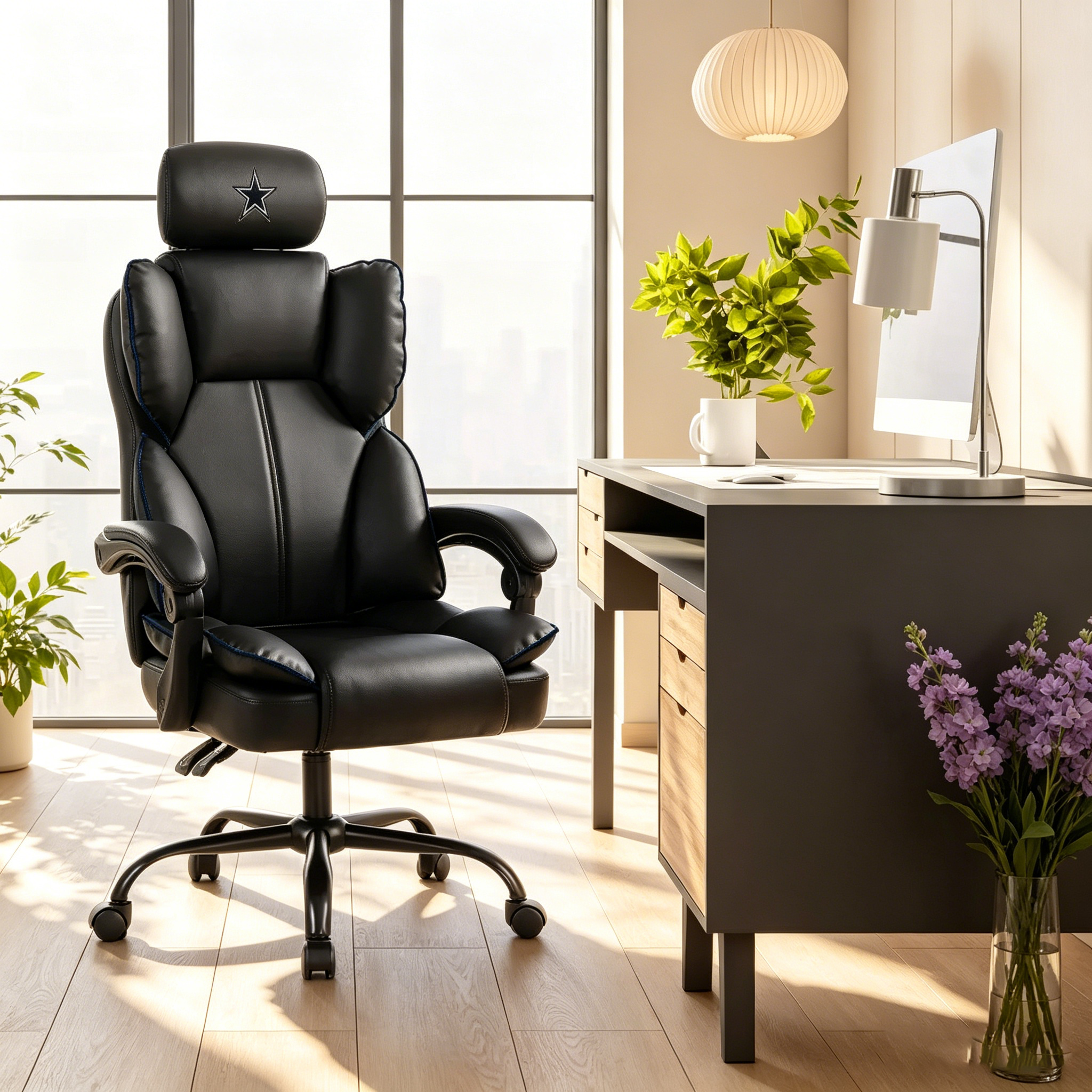 Chaise de bureau pivotante à dossier haut