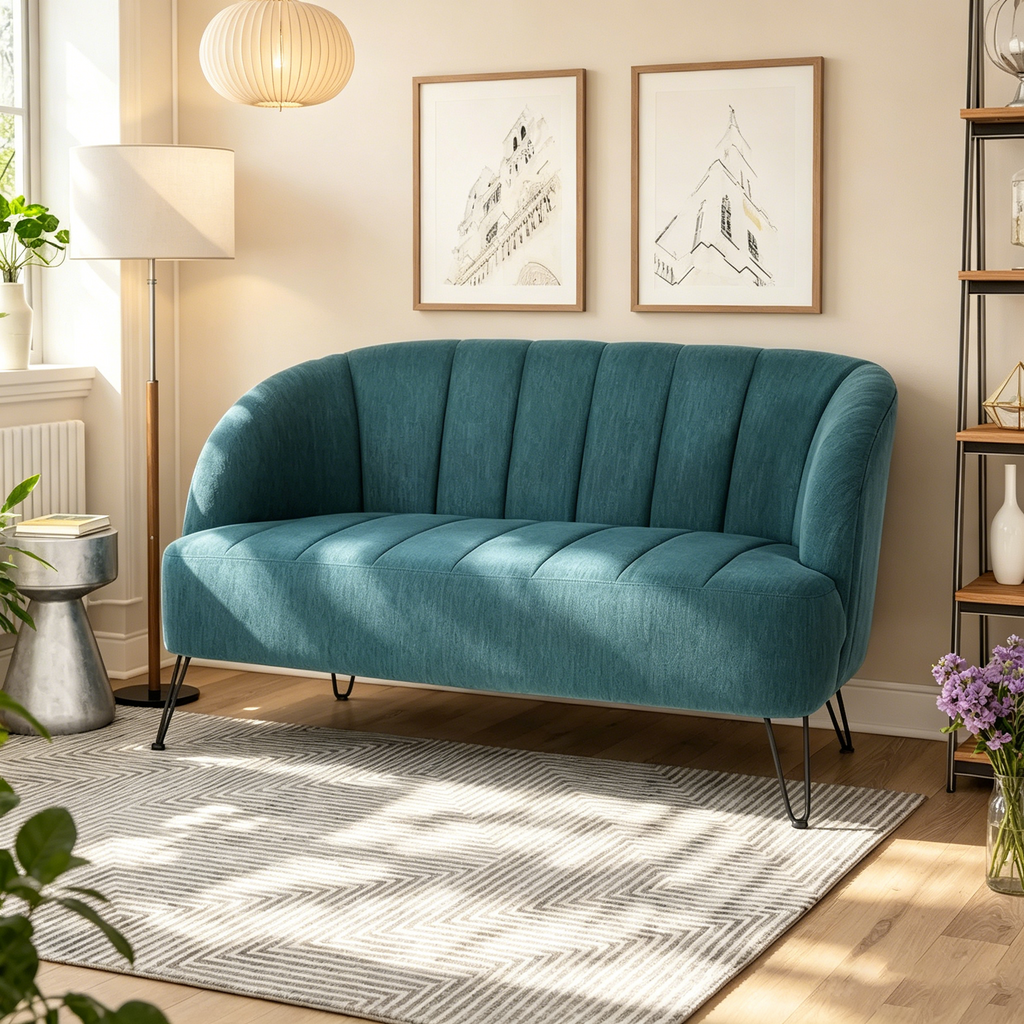 Causeuse en tissu moderne avec pieds épingle